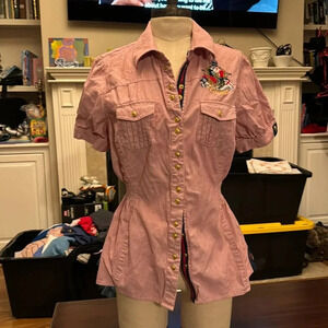 Coogi women’s vintage red striped with blue detailing shirt size XL